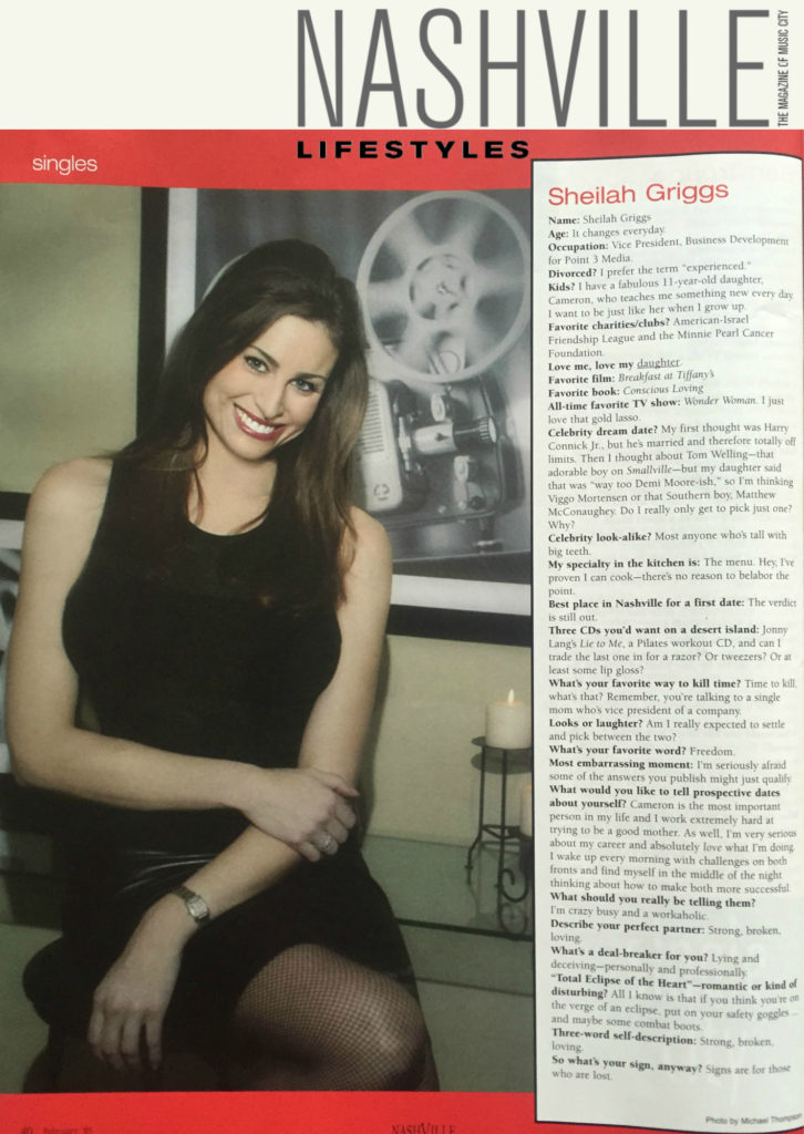 Nashville Lifestyles Article Sheilah Griggs Single In The City